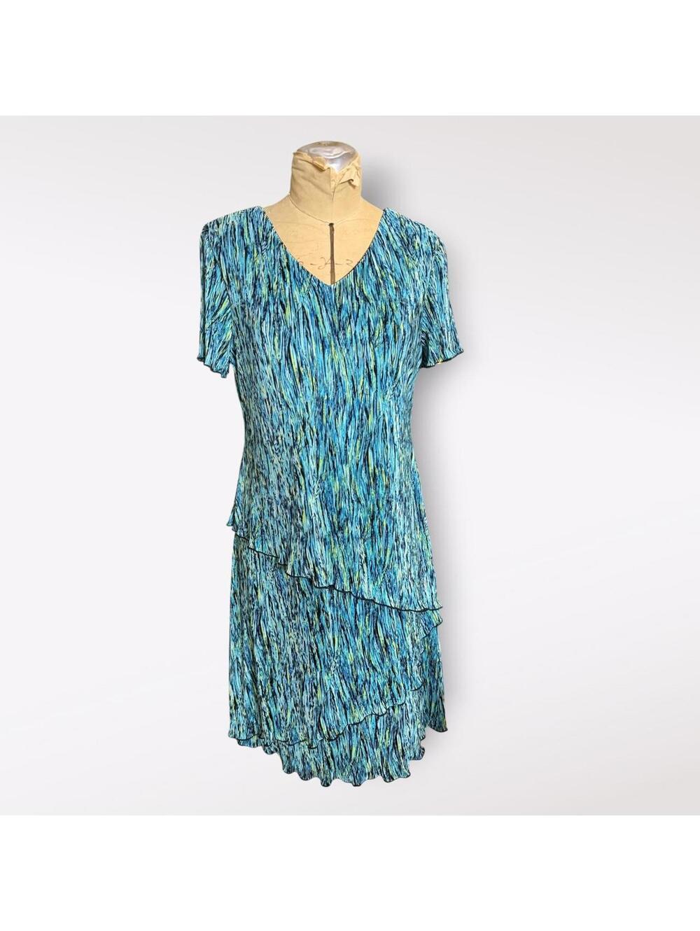 Connected Green and Blue Ruffle Dress